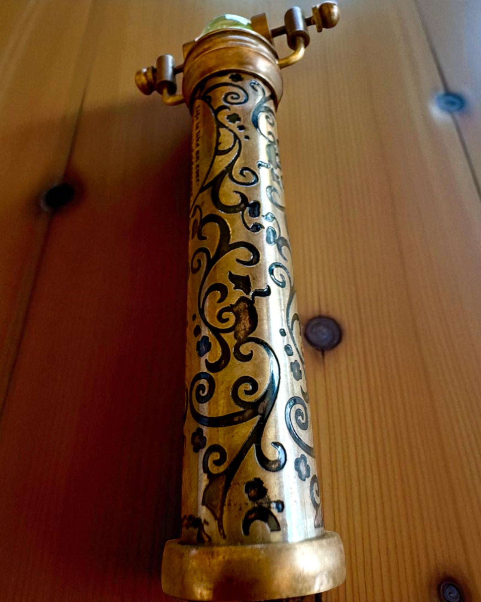 Kaleidoskop Vintage „Smaragdové sny”, 15 cm – ručně vyrobený, možnost personalizace gravírováním jako dárek