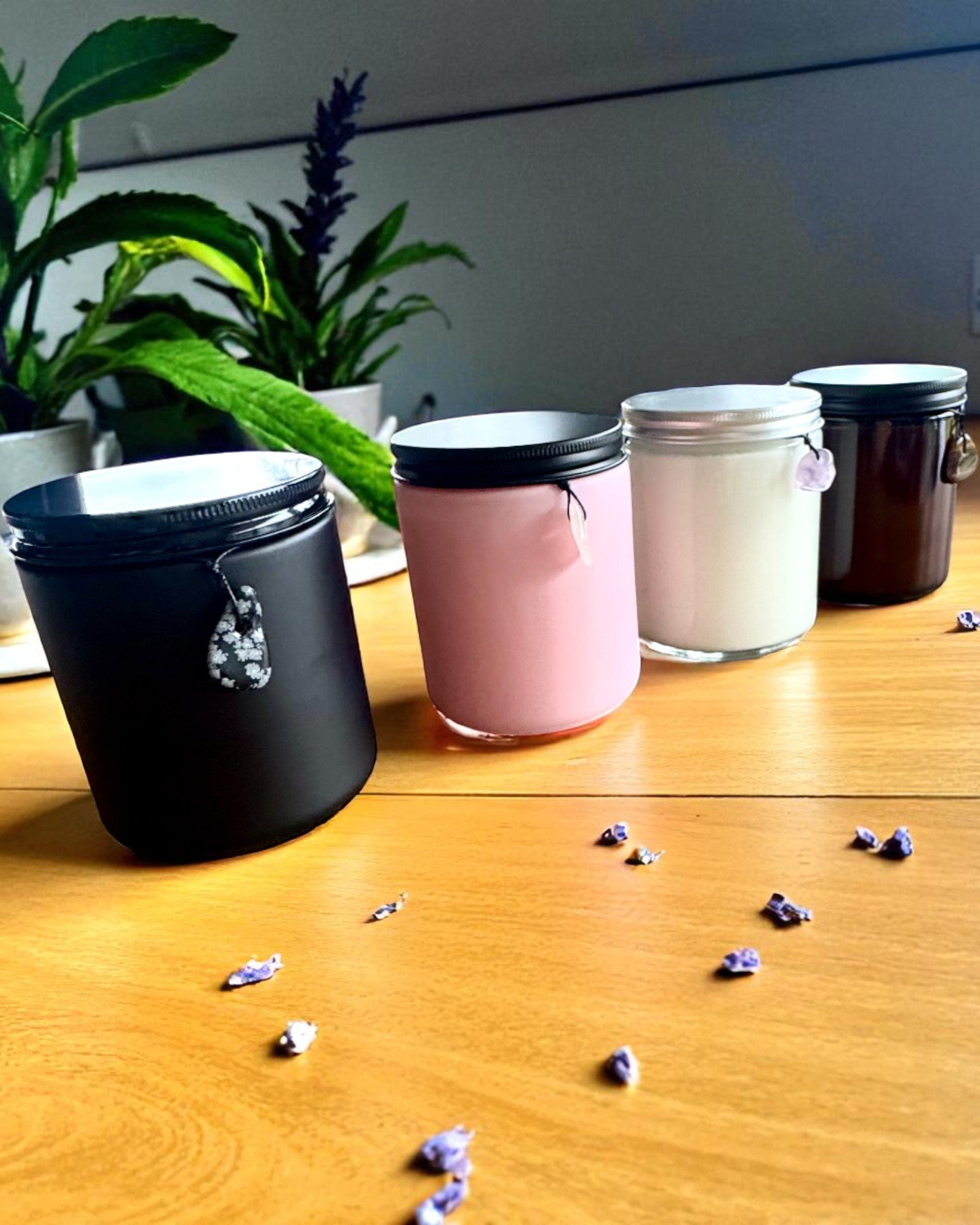 Intenční sójová svíčka Ametyst – klid, harmonie a očista, 250 ml, možnost personalizace jako dárek