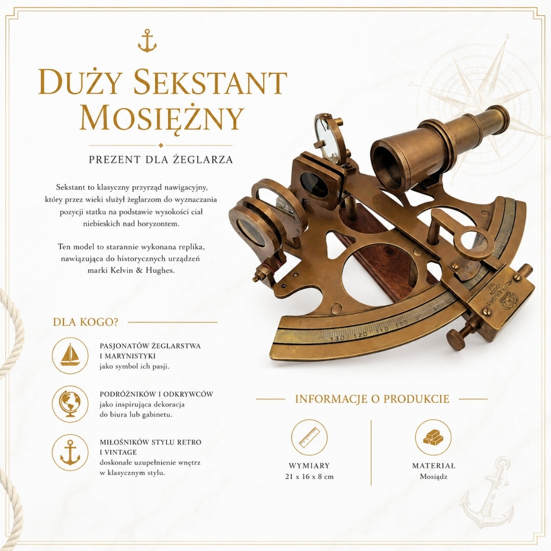 Duży Sekstant Mosiężny – Prezent dla Żeglarza - NSHB