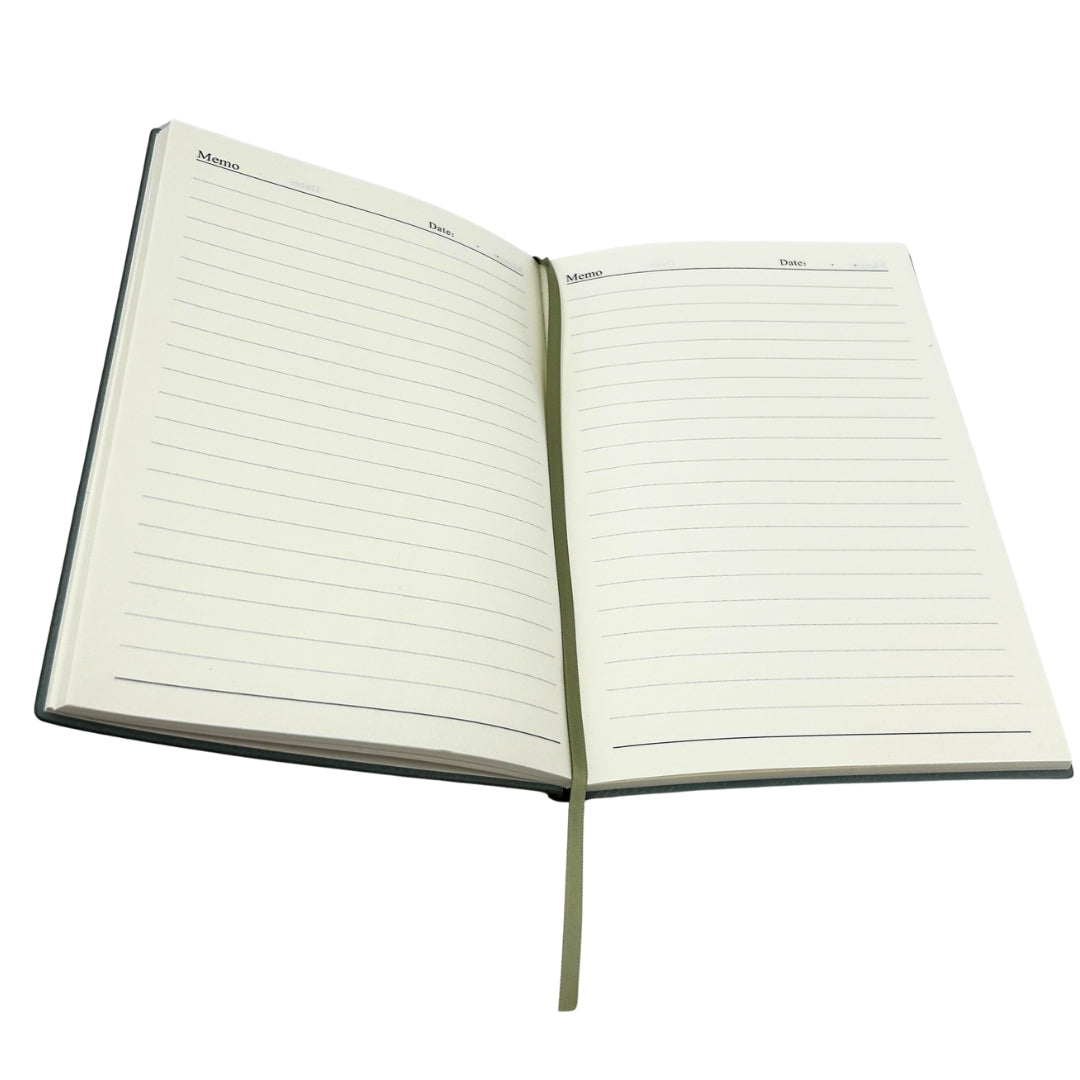 Elegancki Zestaw Prezentowy - Skórzany Notes A5 z Długopisem w Pudełku Prezentowym - Oliwkowa Zieleń - EE14