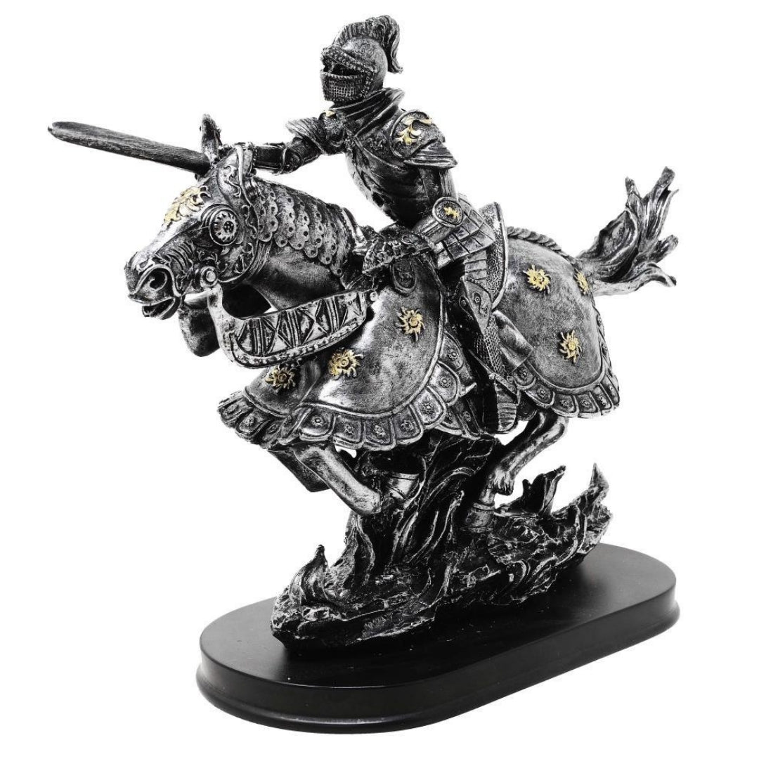 Figurka Rycerz na Koniu 31cm – polyresin ręcznie malowana – MC-23152