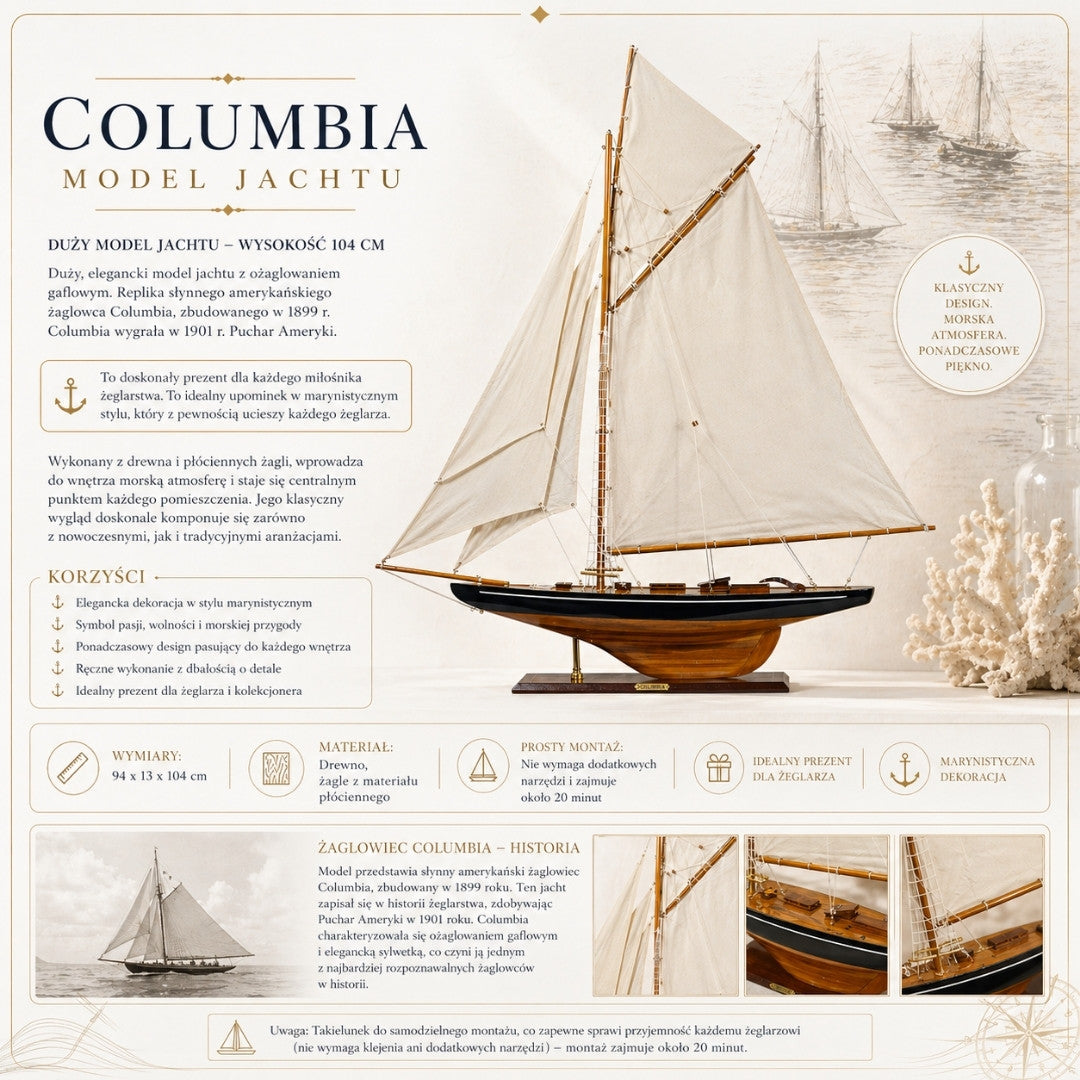 Duży model jachtu Columbia – Wysokość 104cm – COL
