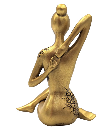 Yoga - złota figurka dekoracyjna – prezent dla miłośnika yogi - 42721Y2