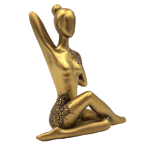 Yoga - złota figurka dekoracyjna – prezent dla miłośnika yogi - 42721Y2