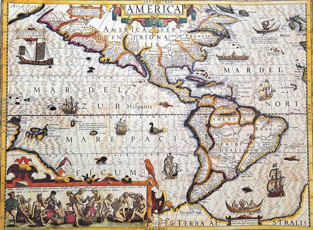 Mapa Ameryki 1628r. - J. Hondius Reprint - M1628
