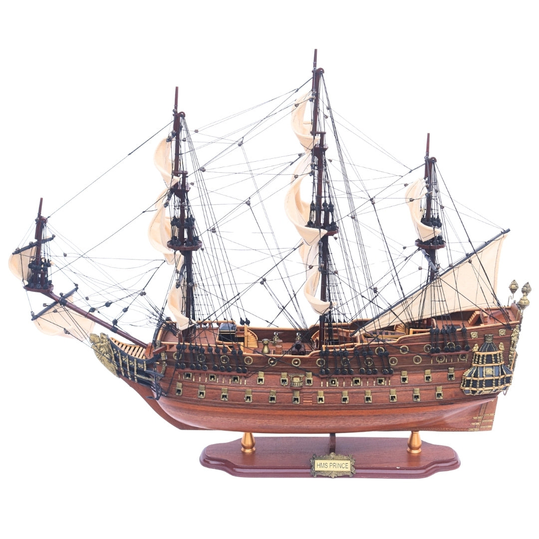 Ekskluzywny Wielki Model Żaglowca Okrętu HMS Prince 94cm z Możliwością Personalizacji Grawerem