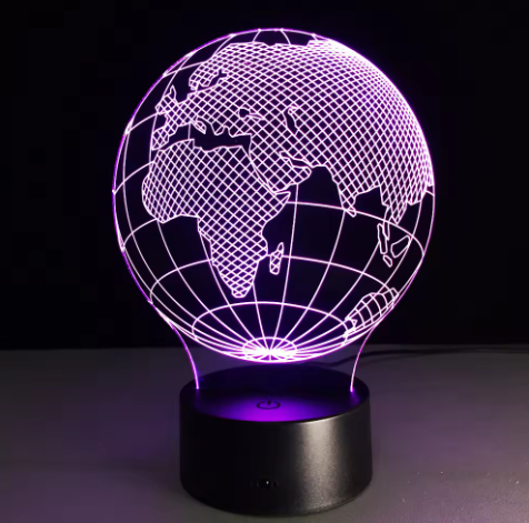 Lampka LED - Globus - 7 różnych kolorów - USB - P108