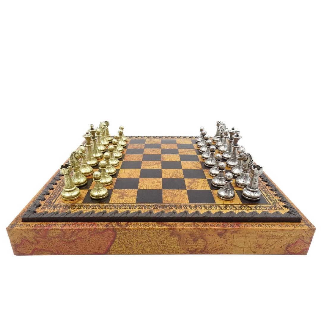 Ekskluzywne Metalowe Szachy Italfama 28x28 cm – N035
