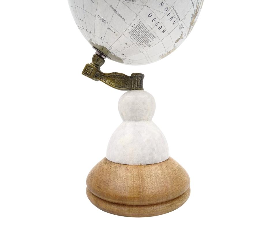 Globus Dekoracyjny Voyager na Marmurowo-Drewnianej Podstawie – GLB-108