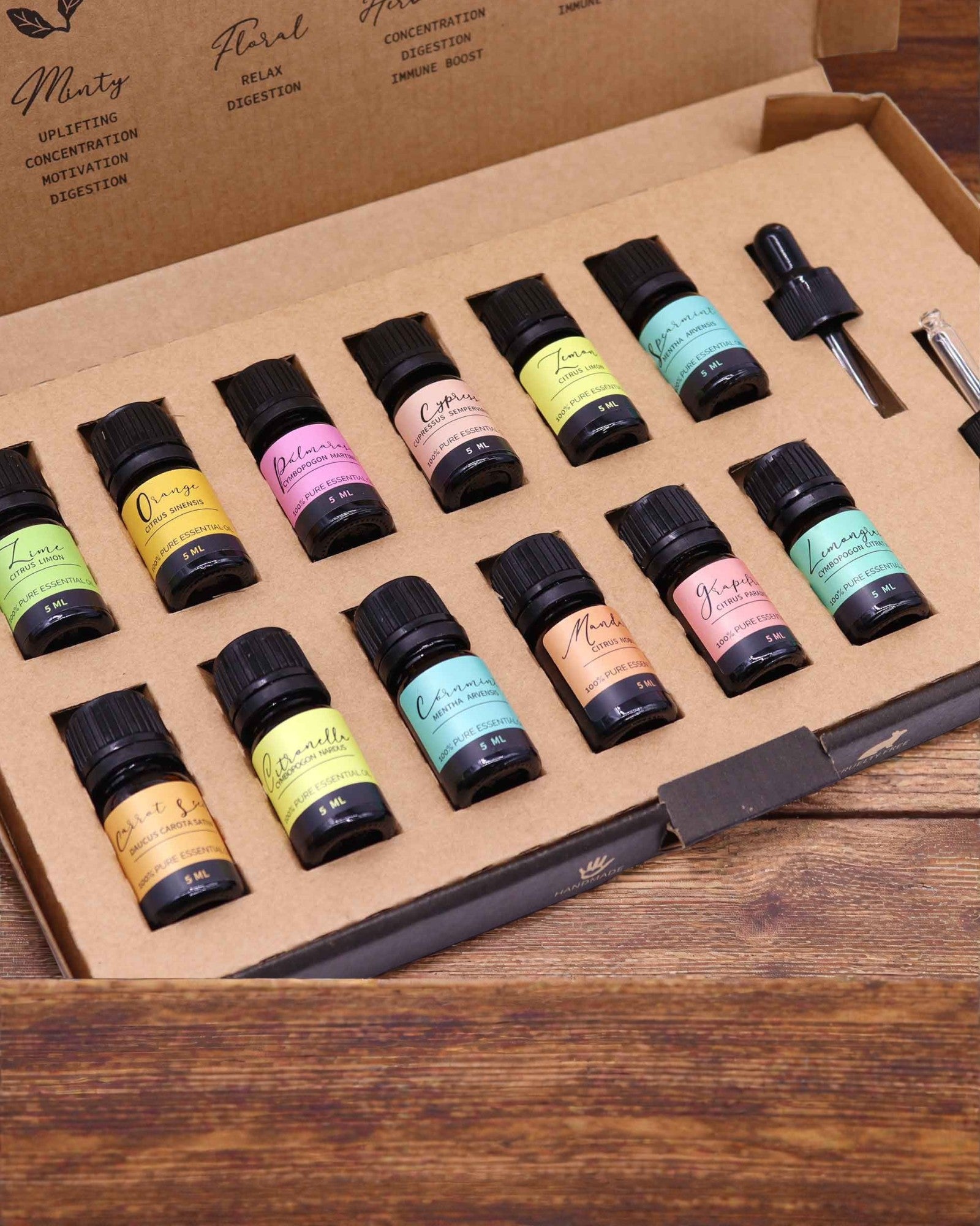 Letnia Energia Natury – Luksusowy Zestaw 12 Olejków Eterycznych 5 ml z Pipetami