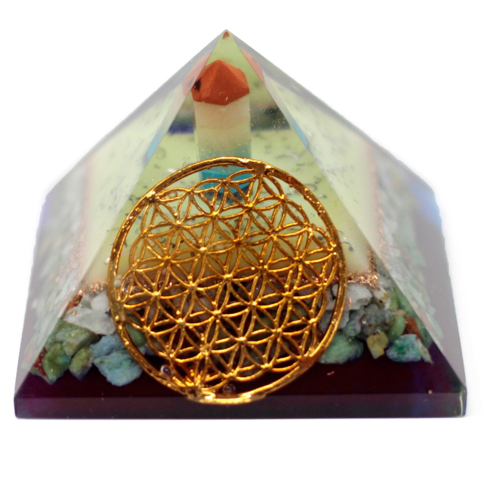 Velká orgonitová pyramida 70 mm se symbolem květu života