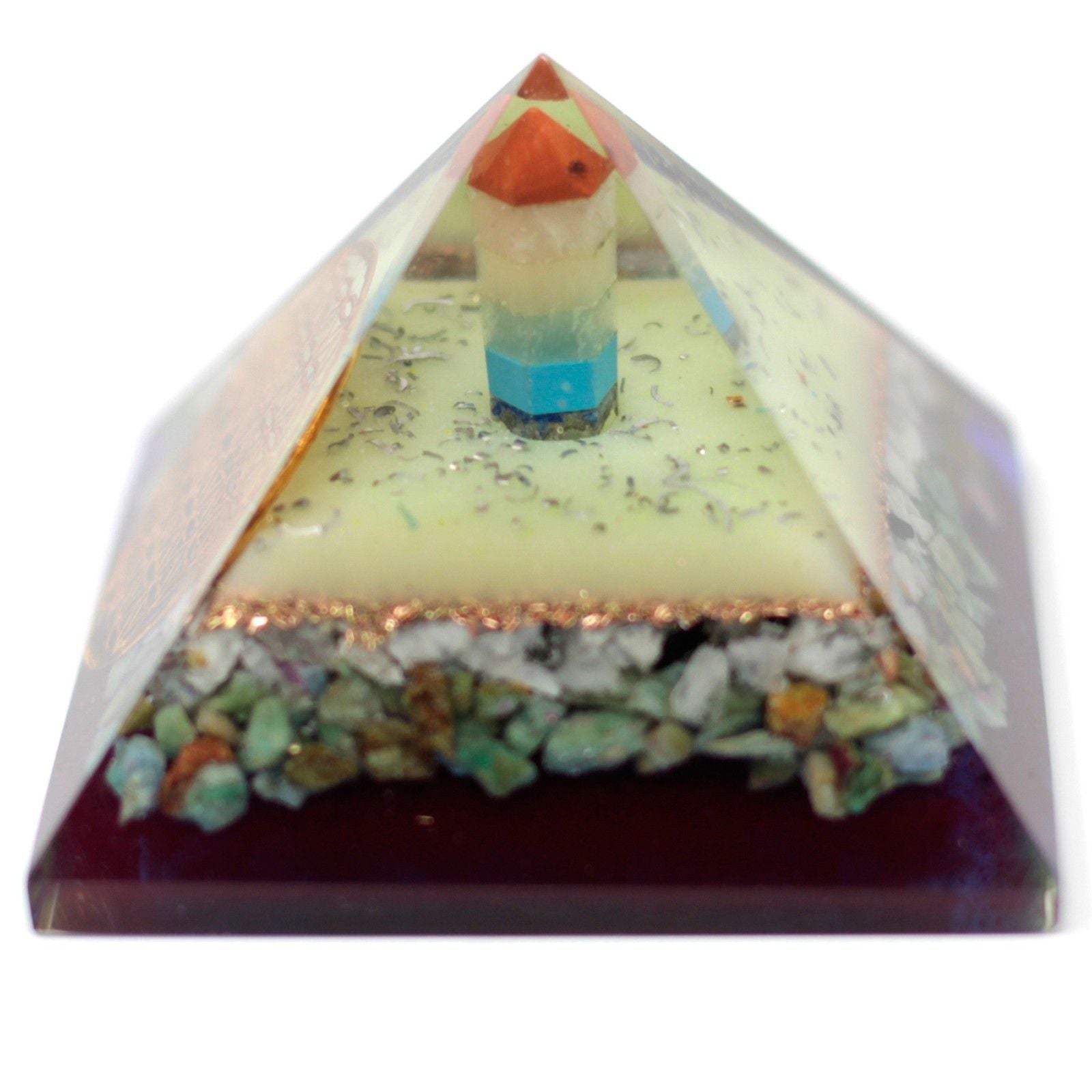 Velká orgonitová pyramida 70 mm se symbolem květu života