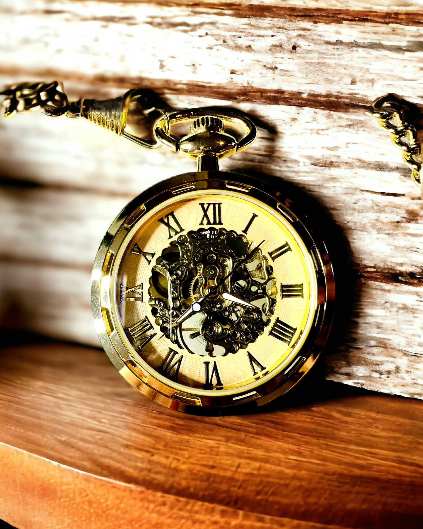 Retro Kapesní Hodinky – Mechanický Luxus ve Vintage Stylu, zlatá barva, personalizace gravírováním