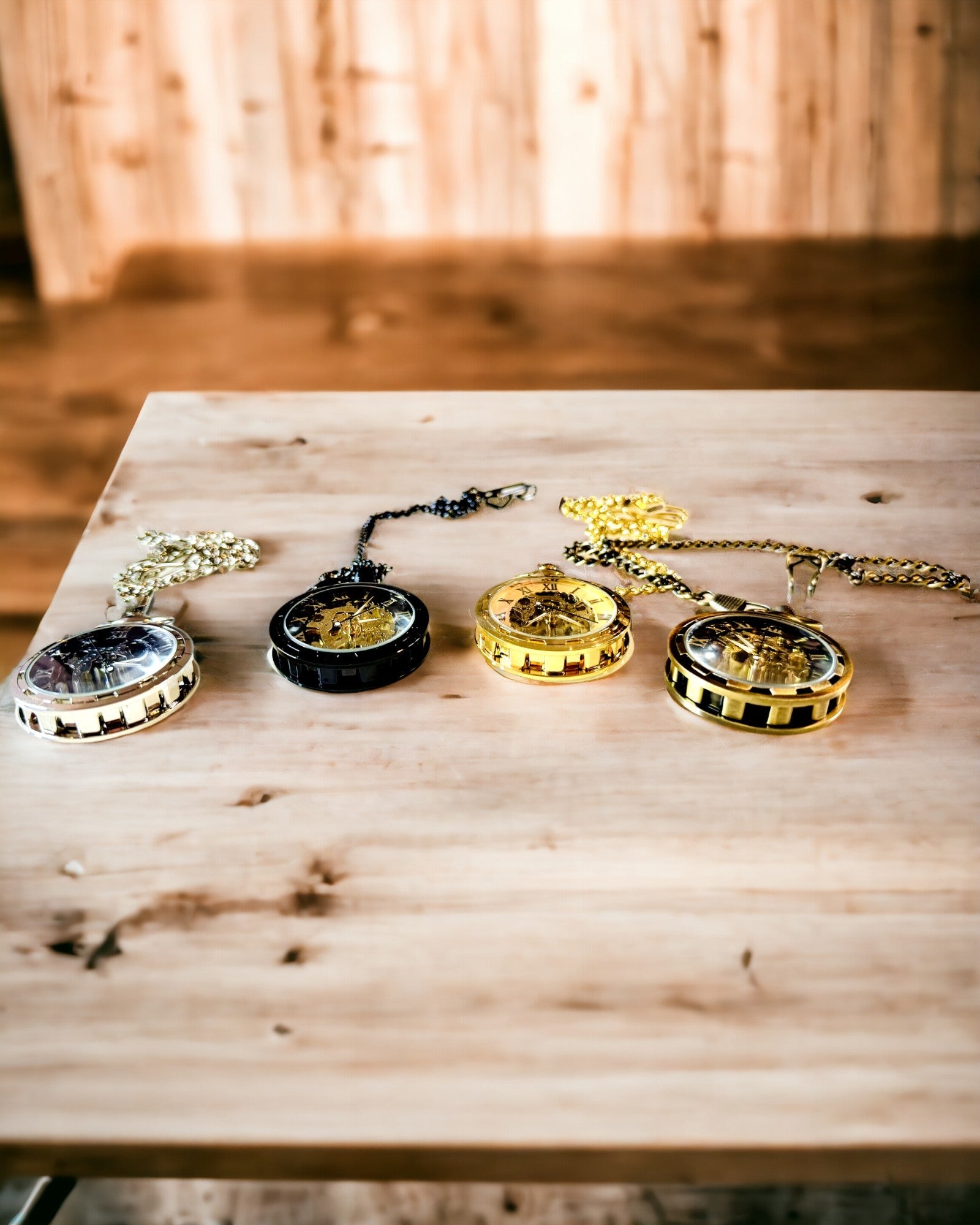 Retro Kapesní Hodinky – Mechanický Luxus ve Vintage Stylu, zlatá barva, personalizace gravírováním