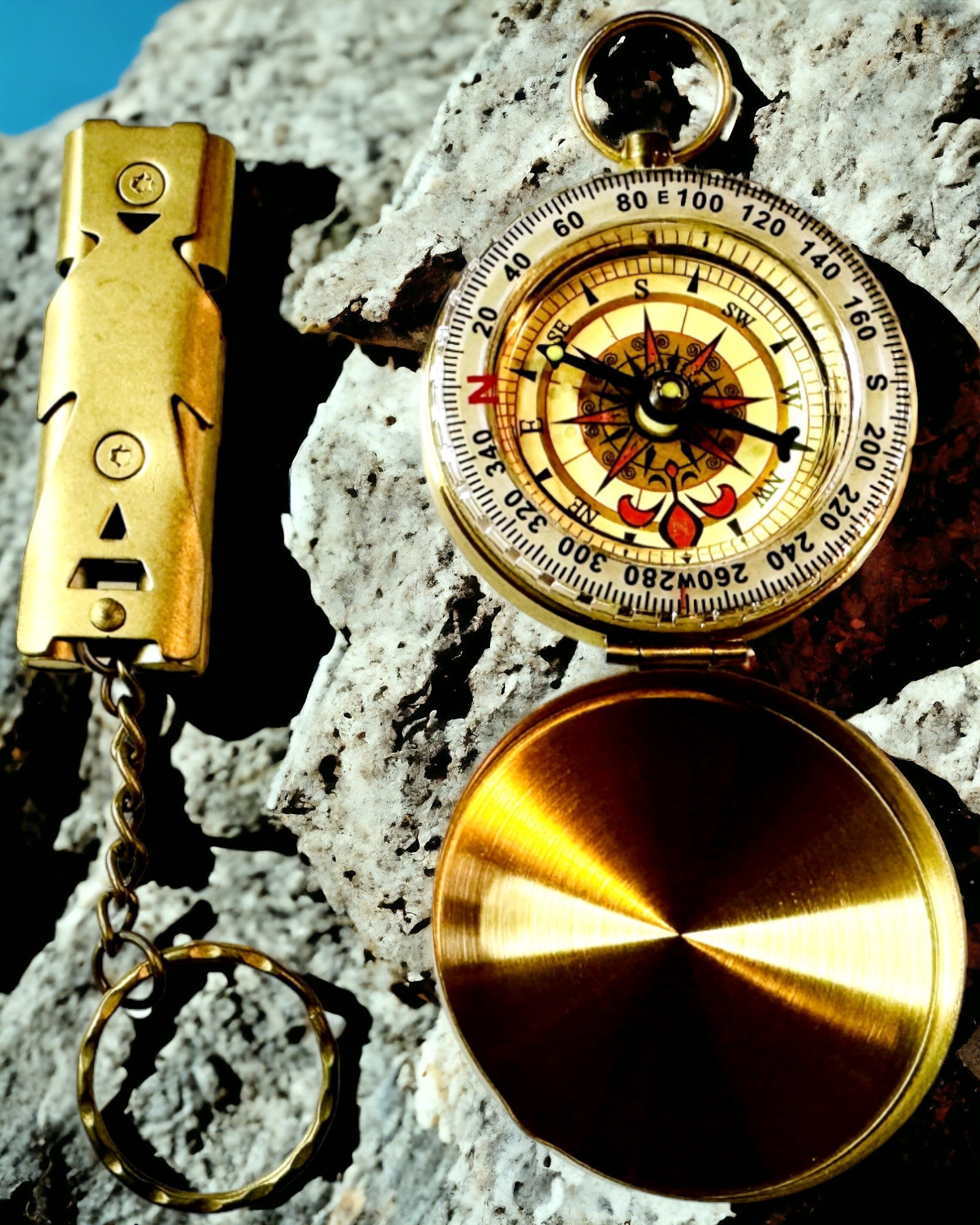 Elegantní sada s kompasem a signální píšťalkou