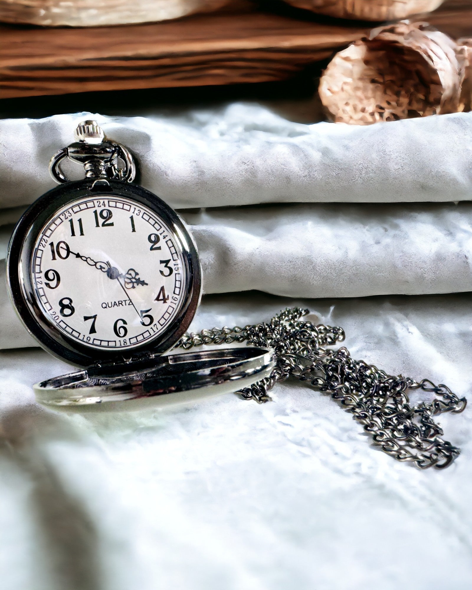 Černé kapesní hodinky "Klasyczny Elegans" s možností gravírování