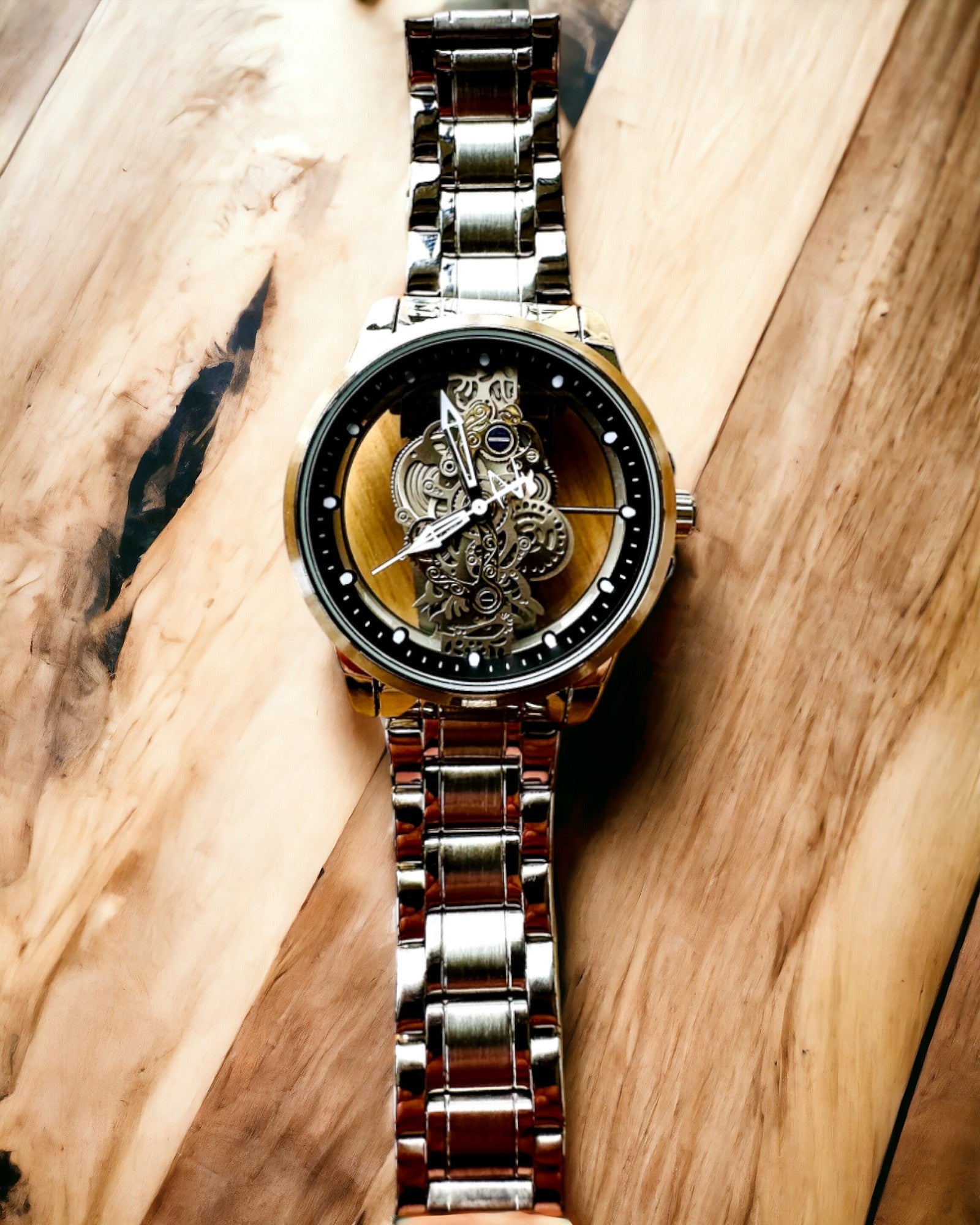 Elegantní pánské hodinky KIMSDUN Prestige Transparentní Mechanismus a Sportovní Elegance, možnost personalizace gravírováním