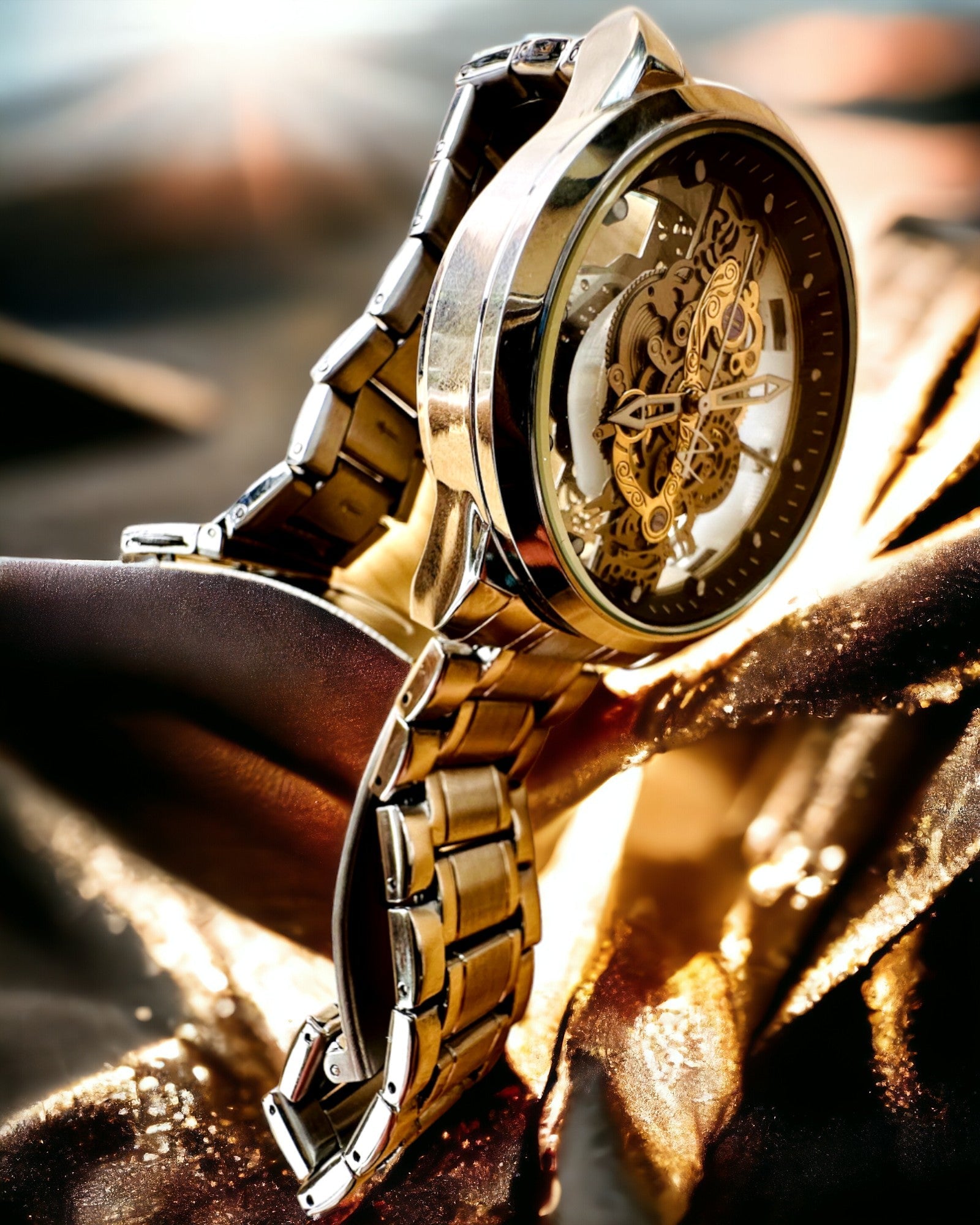 Elegantní pánské hodinky KIMSDUN Prestige Transparentní Mechanismus a Sportovní Elegance, možnost personalizace gravírováním