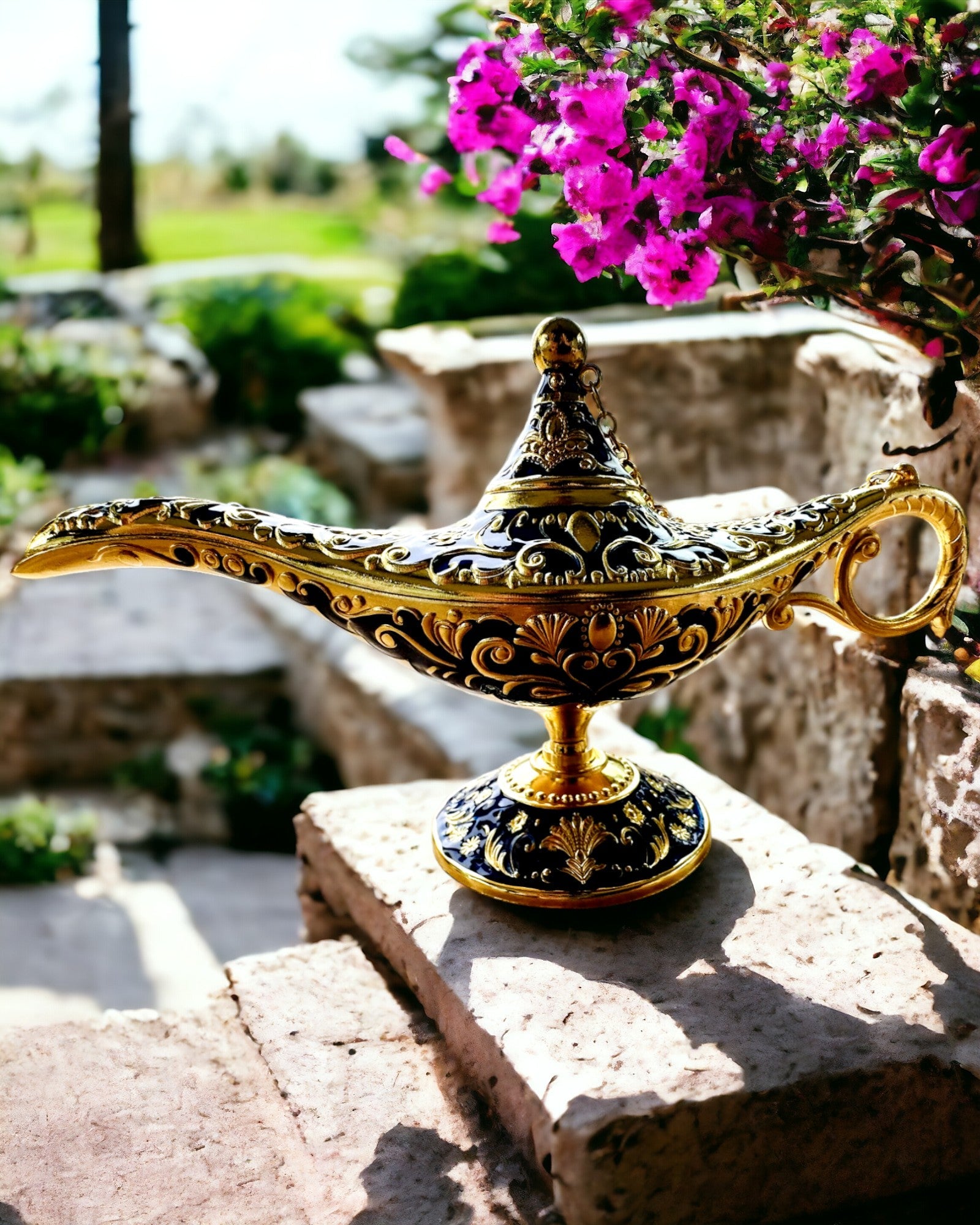 Magická lampa Aladina s možností gravírování - Varianta tmavě modrá, propletená se zlatou