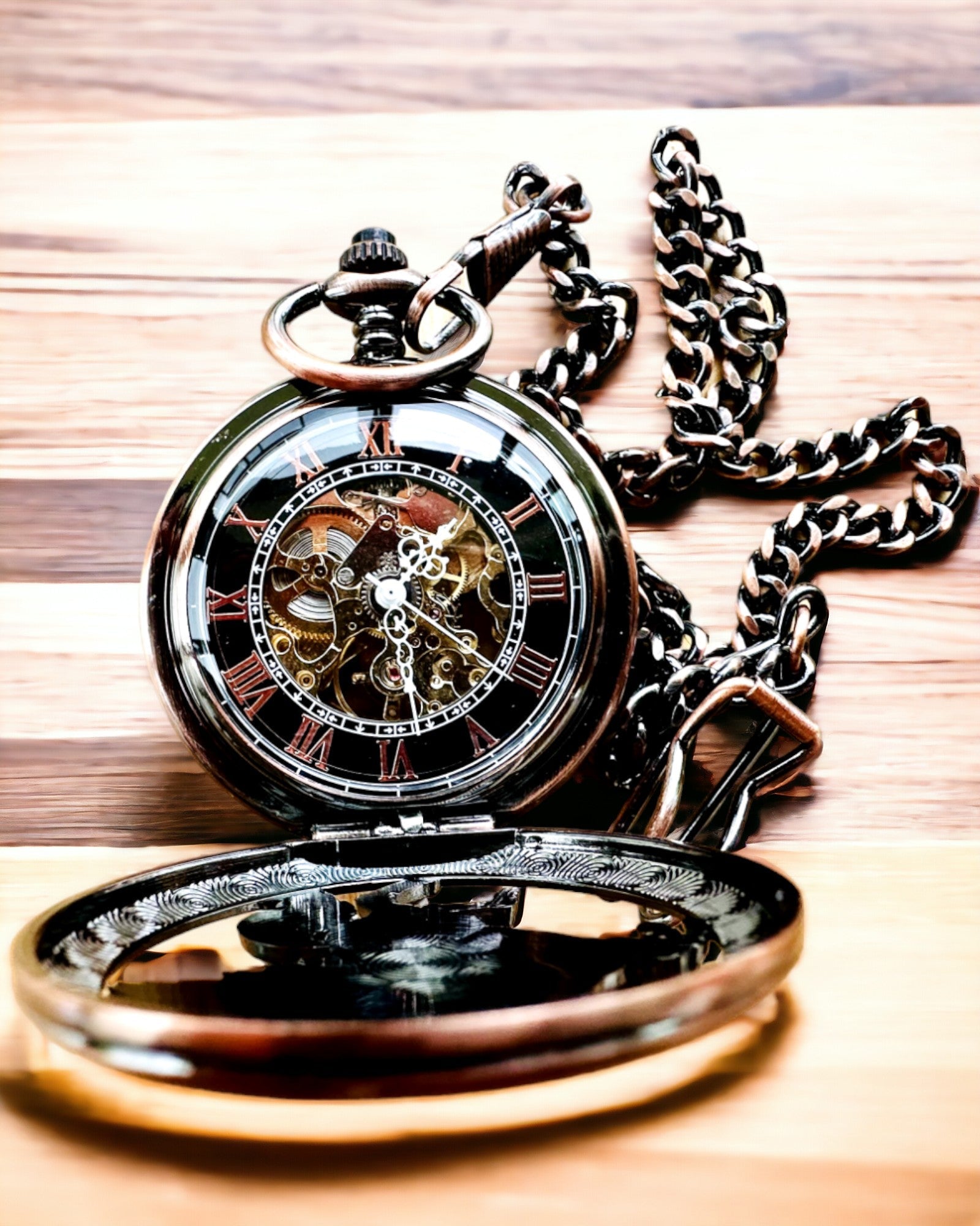 Kapesní hodinky "Equus Tempus" - Barva: Hnědá, Růžové zlato s motivem koně, možnost personalizace gravírováním