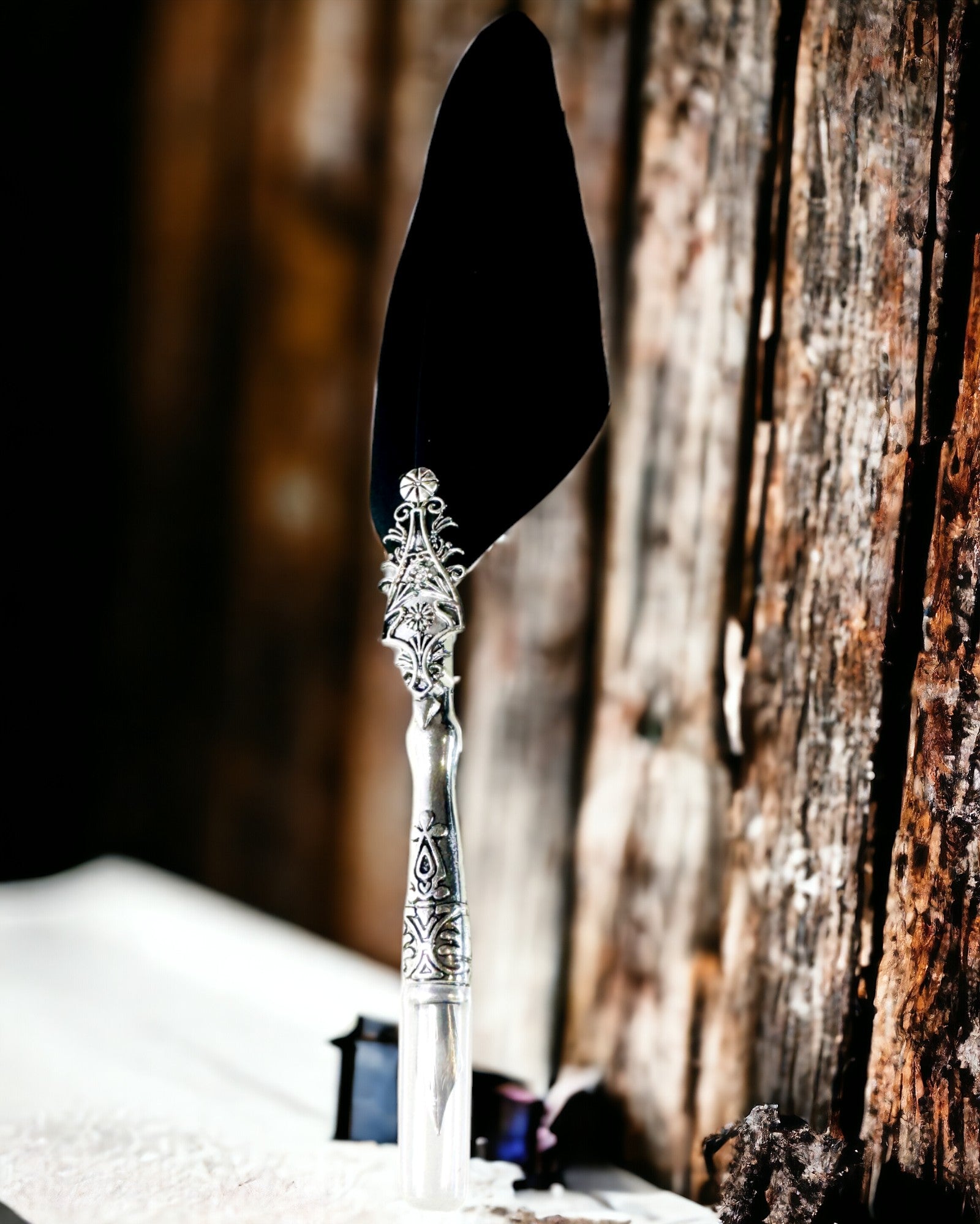 Vintage kaligrafické pero s přírodním husím brkem – Ideální dárek ke Dni matek nebo pro učitele. Gravírování