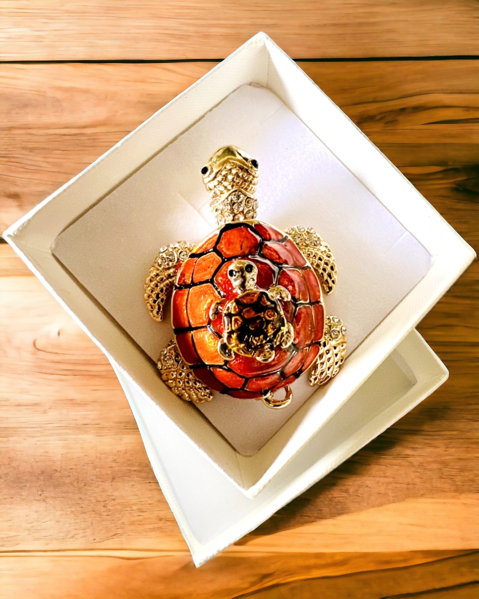 Skrinka "Želví rodinka" - barva oranžová, personalizace gravírováním