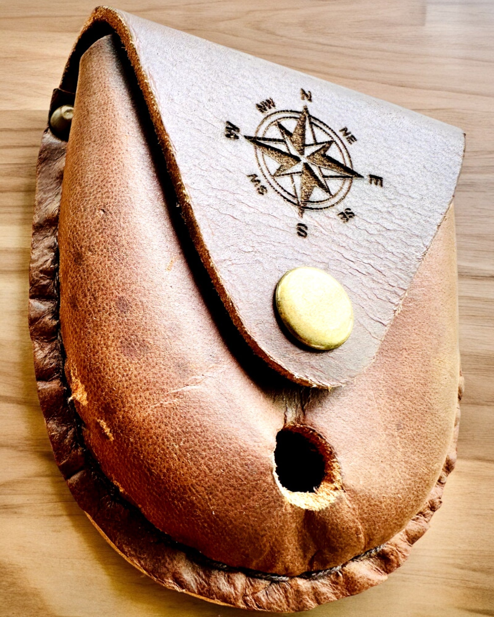 Kožené Pouzdro „Objevitel“ – na Kompaktní Kompas nebo Kapesní Hodinky, s Možností Personalizace Gravírováním