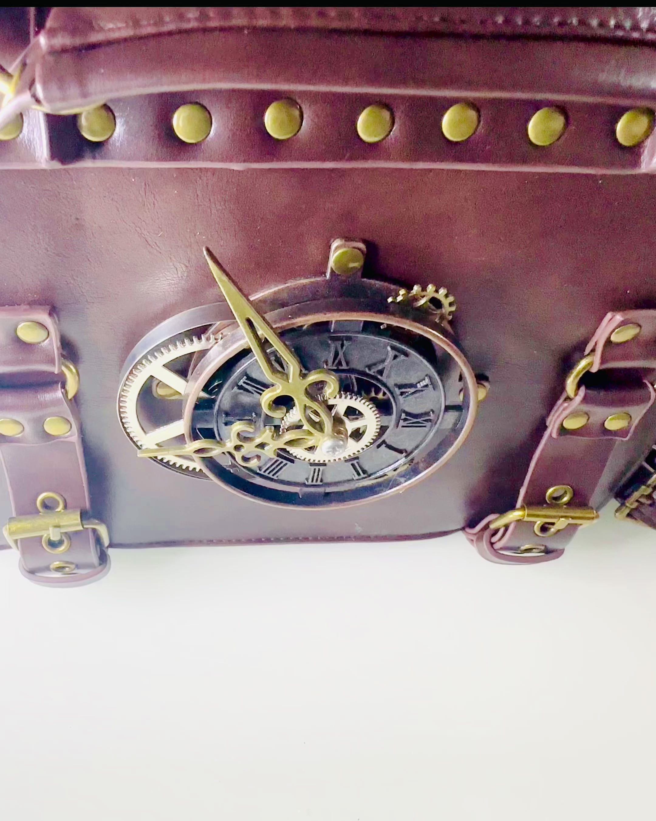 Crossbody taška s motivem vintage hodin - univerzální satchel kabelka s texturou PU kůže