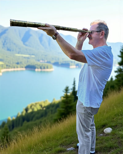 Královský dalekohled „Voyager 1818” – Exkluzivní, mosazný, 83 cm, ručně vyrobený, pouzdro z přírodní kůže – Sběratelská edice, personalizace gravírováním jako dárek