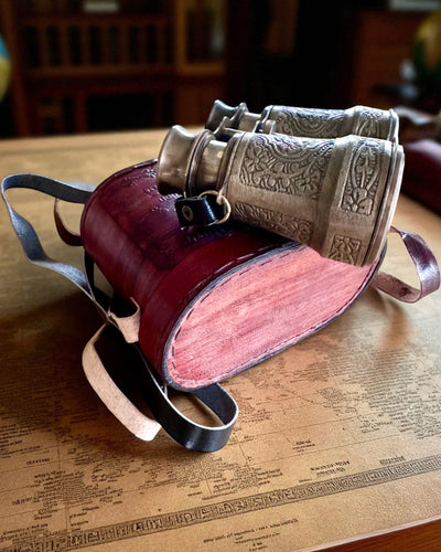 Lornetka z etui skórzanym Victorian's Eye, 11 cm Mosiężna, Ręcznie zdobiona, personalizacja grawerem na prezent