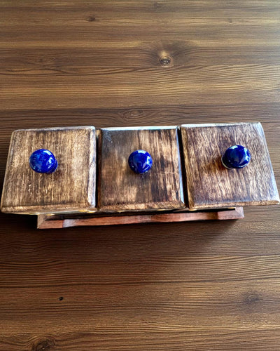 Sada Royal Trio – Čaj, Káva, Cukr ze dřeva Shisham, ručně vyrobená, s možností gravírování jako dárek