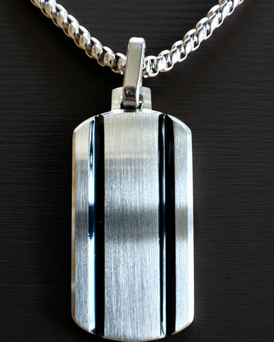 Pánský náhrdelník Dog Tag „SteelVision” – nerezová ocel, 15 variant, personalizace gravírováním