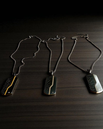 Pánský náhrdelník Dog Tag „SteelVision” – nerezová ocel, 15 variant, personalizace gravírováním