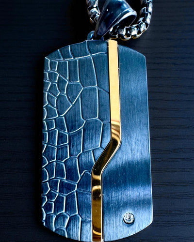 Pánský náhrdelník Dog Tag „SteelVision” – nerezová ocel, 15 variant, personalizace gravírováním