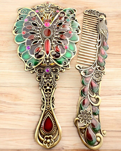 Zrcadlová sada "Motýlí elegance" s hřebenem