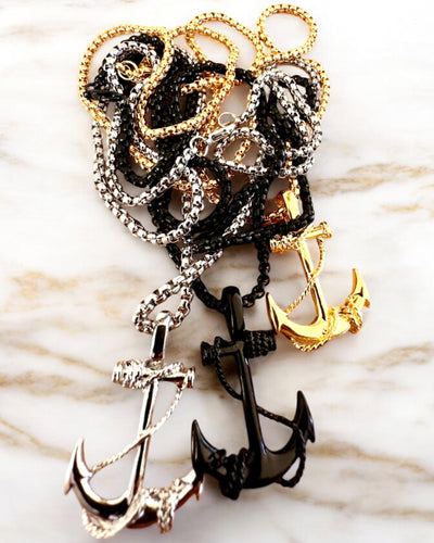 Kotva odhodlání, námořní amulet, náhrdelník, možnost personalizace gravírováním jako dárek, 3 varianty na výběr