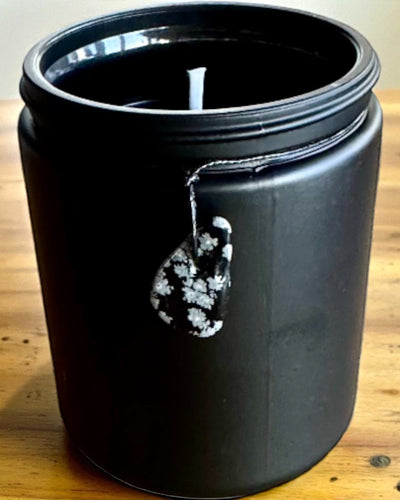 Sójová záměrná svíčka Obsidián – sebevědomí a vnitřní síla, 250 ml, možnost personalizace jako dárek