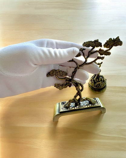 Elegantní kovový držák na kadidlo Bonsai - možnost personalizace gravírováním jako dárek
