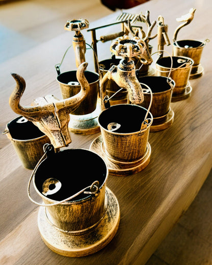 Stylový kovový popelník "Rustic Charm" 19-23 cm výška, 8 variant na výběr, gravírování na přání