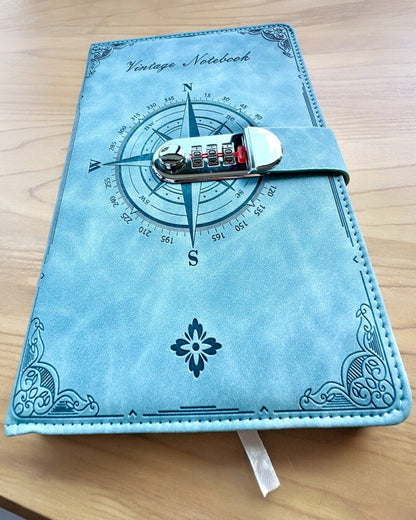Tajný zápisník A5 Vintage se zámkem na kód - Vyberte si svůj styl, personalizace gravírováním jako dárek