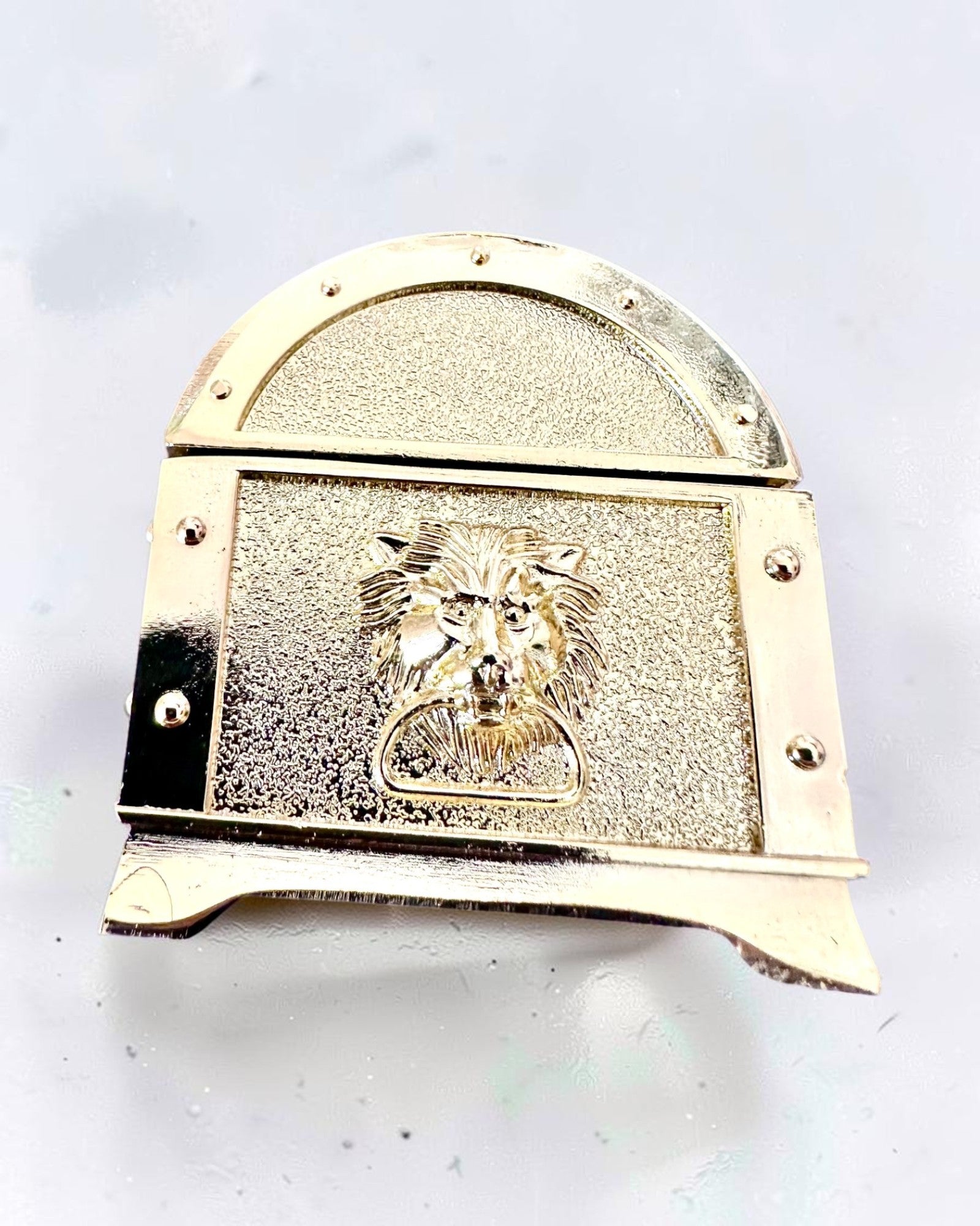 Skrzynia Skarbów Metalowa Retro z Grawerem - złota Kasetka 7x5x5 cm