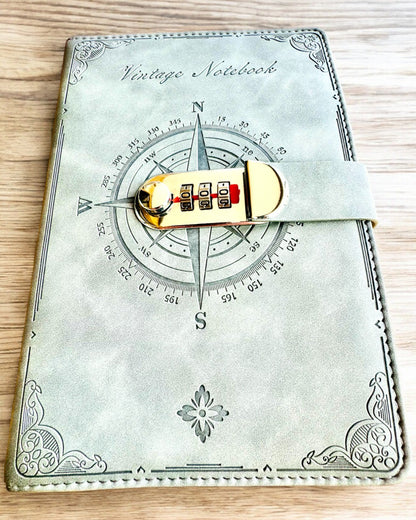 Tajný zápisník A5 Vintage se zámkem na kód - Vyberte si svůj styl, personalizace gravírováním jako dárek