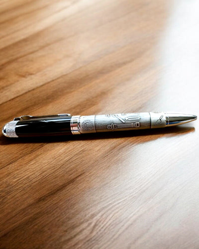 Elegantní pero "Mistrovská Harmonie" s možností gravírování - Symbolické motivy, Starověké stříbro, možnost personalizace gravírováním jako dárek