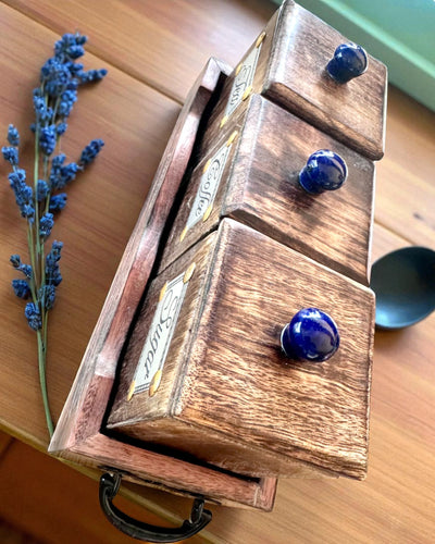 Sada Royal Trio – Čaj, Káva, Cukr ze dřeva Shisham, ručně vyrobená, s možností gravírování jako dárek