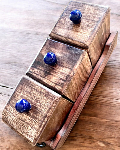 Sada Royal Trio – Čaj, Káva, Cukr ze dřeva Shisham, ručně vyrobená, s možností gravírování jako dárek