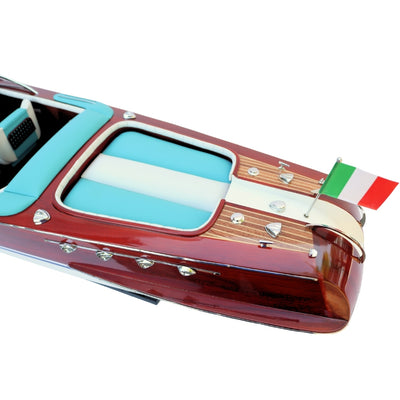 Exkluzivní model motorového člunu Reeva Aquarama 87cm - velký dřevěný model klasického italského motorového člunu – 4P-90
