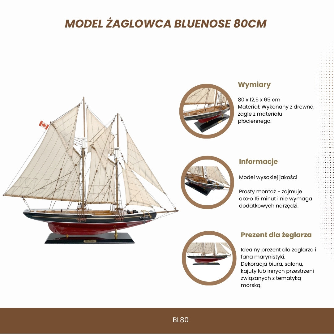 Model żaglowca Bluenose 80cm - BL80