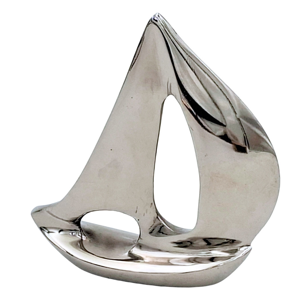 Elegancki Srebrny Jacht Aluminiowy 12,5 cm z Możliwością Graweru