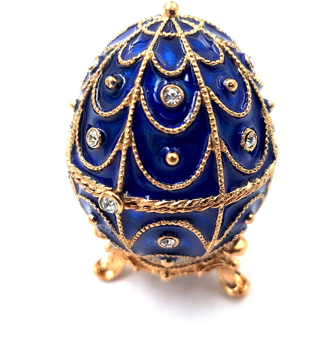Exkluzivní kovová šperkovnice s krystalky - Fabergého vejce - B0748-17 BL