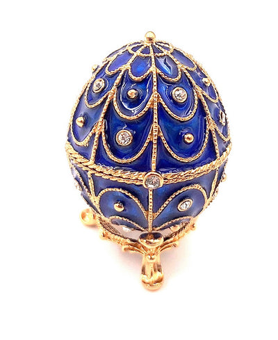 Exkluzivní kovová šperkovnice s krystalky - Fabergého vejce - B0748-17 BL
